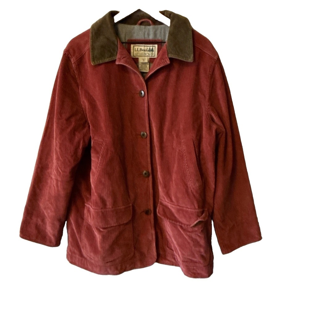 LL Bean Red VTG Corduroy Pheasant Barn Coat Women's Lined Jacket Size XL